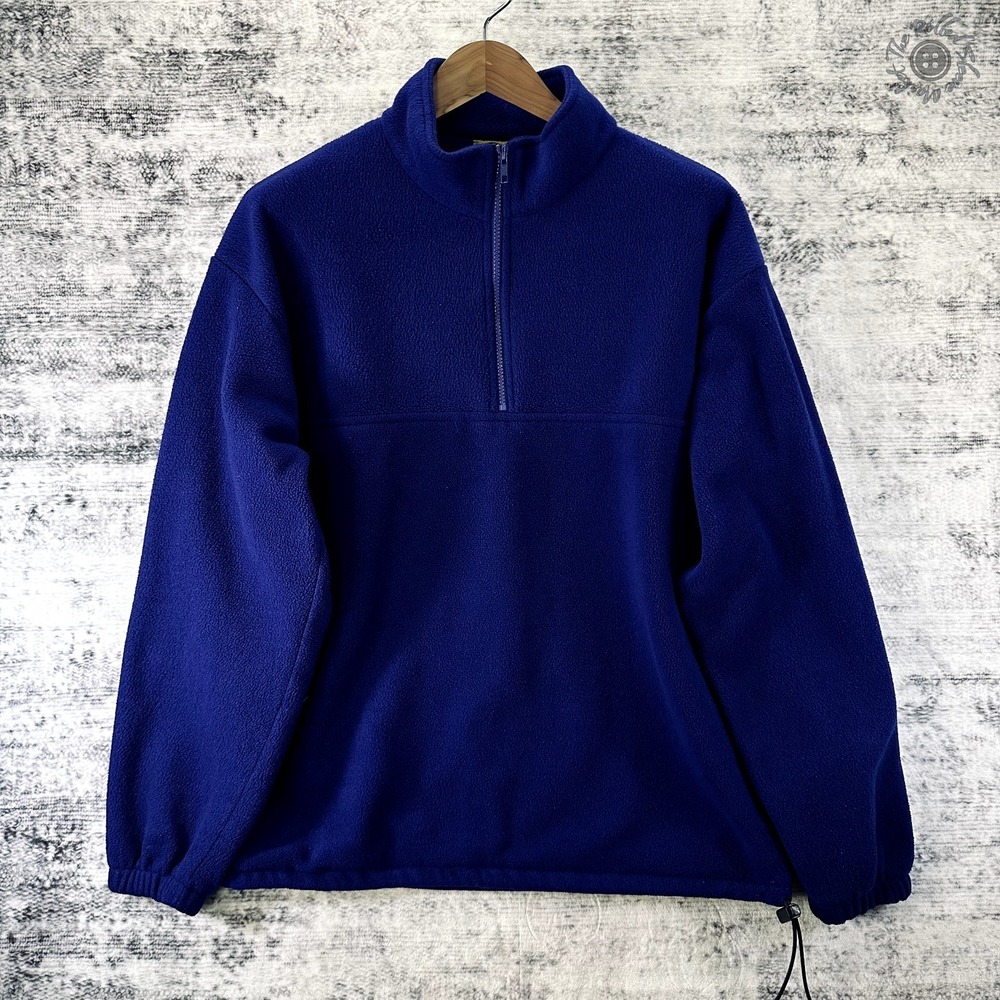 Vintage Native Habitat Planet Earth Blue‎ Quarter-Zip Fleece Jacket Men's Medium